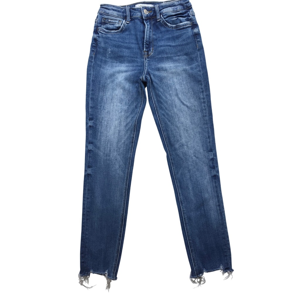 Lovervet by Vervet Womens High Rise Skinny Jeans Medium Wash Raw Hem Size 26/3